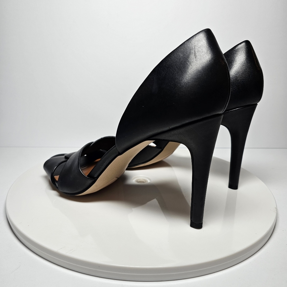 Franco Sarto Black Leather D'Orsay Peep-Toe Heels - Picture 7 of 13